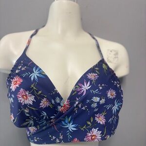 🍄3/$20 La Vie En Rose Floral Bikini Top - Blue and Pink